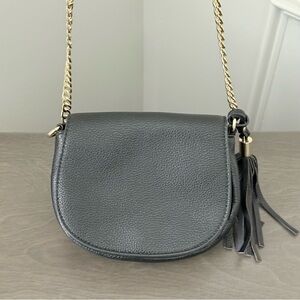 FOREVER 21 Black Leather Crossbody Bag Gold Chain Tassel